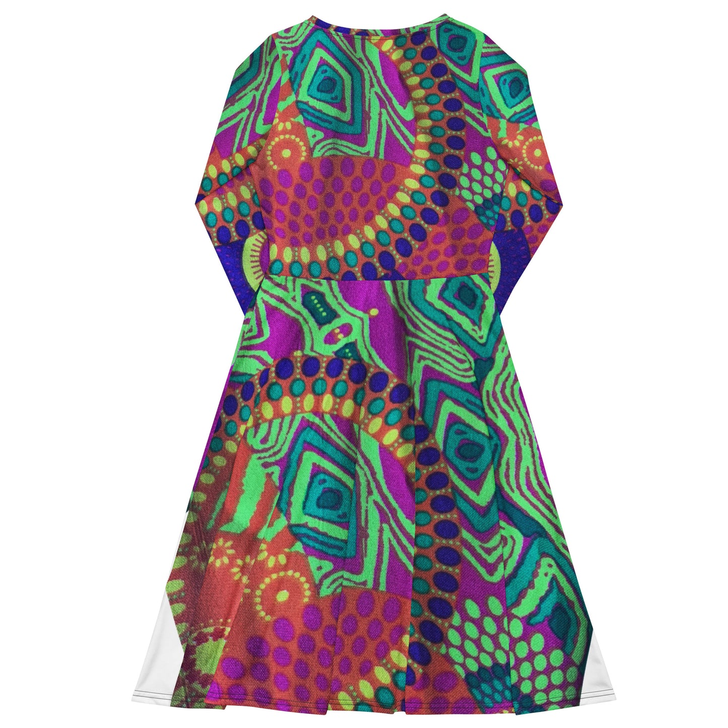 All-over print long sleeve midi dress