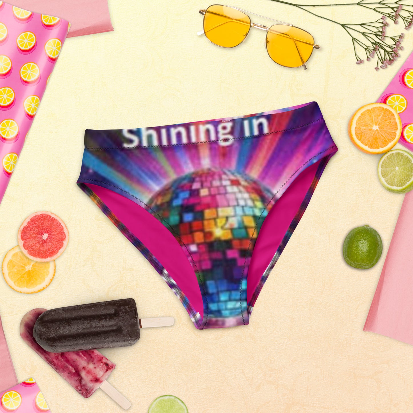 Recycled high-waisted bikini bottom