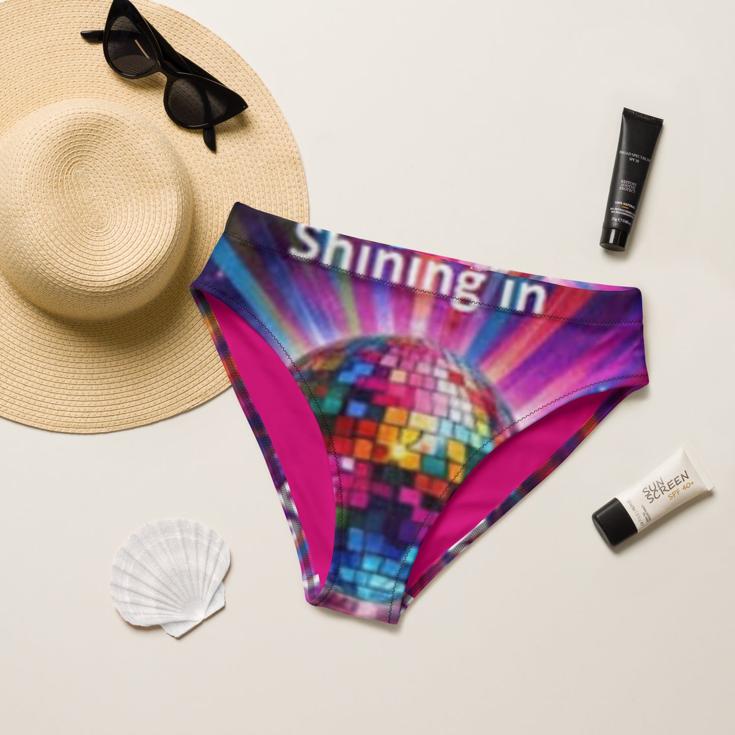 Recycled high-waisted bikini bottom